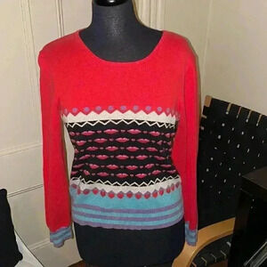 Marc Jacobs metallic cropped striped kiss heart sweater large